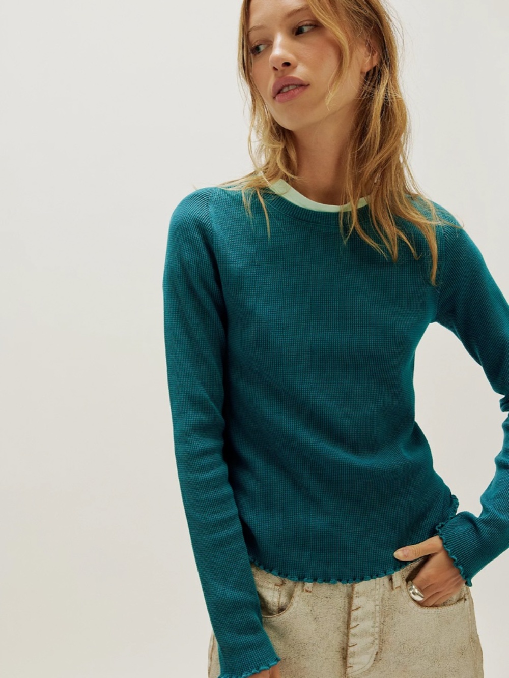 Free People - We the Free - "Easy Does It" Long Sleeve Top, M